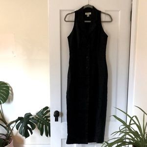 Vintage Ann Taylor linen button-down maxi dress